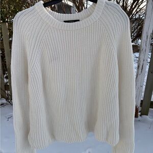 Quince Cream Ribbed Crewneck Sweater